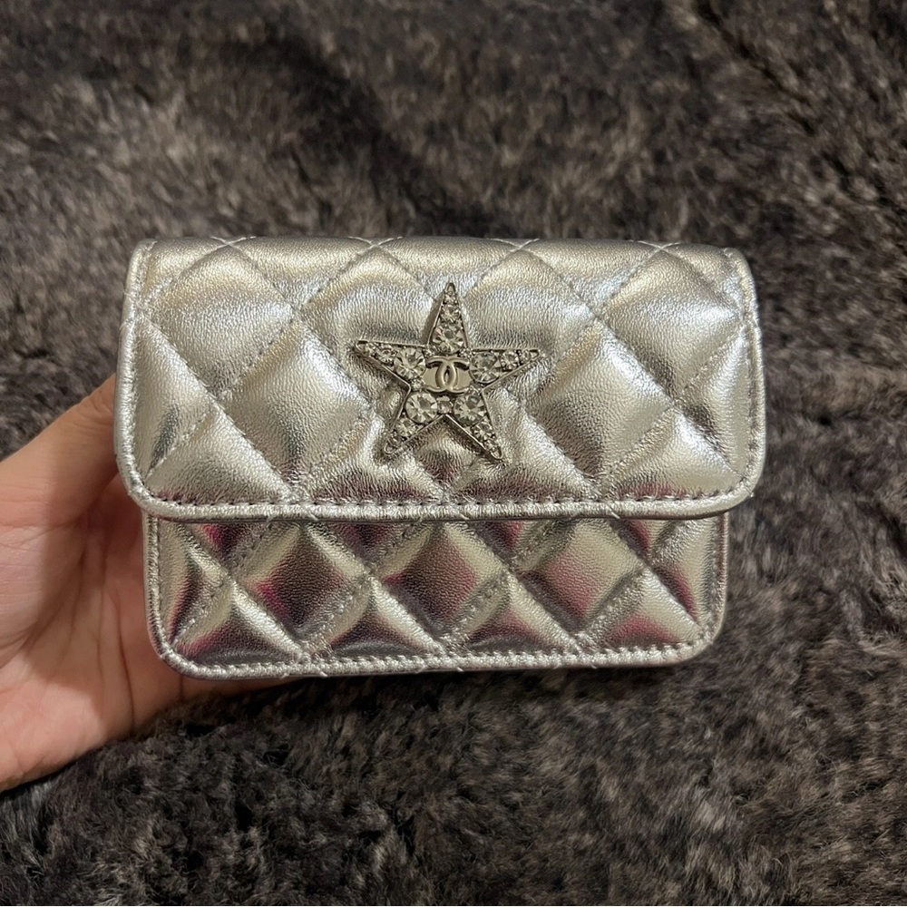Mini Cosmetic Makeup Bag Pouch Clutch star Logo gift bag silver card bag - Picture 3 of 7